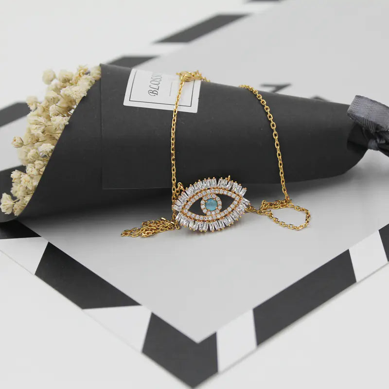 Evil Eye Necklace with Cat's Eye Design (Blue)