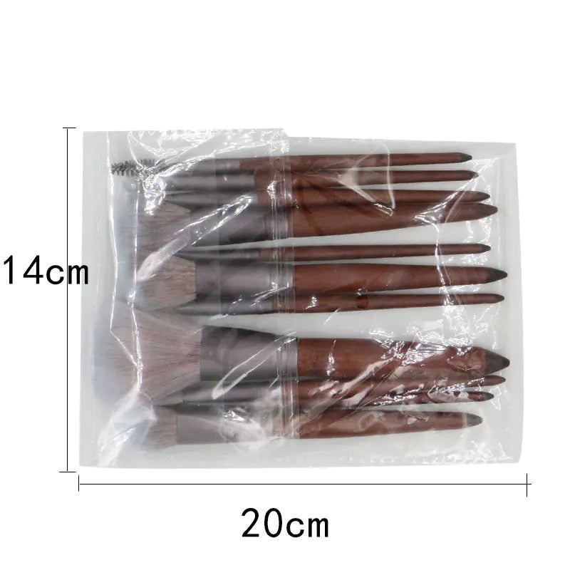 Violet Makeup Brush Set with Wooden Handle (Coffee Color)
