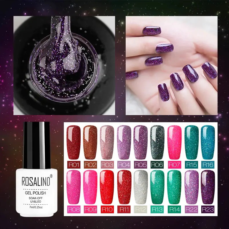 ROSALIND Nail Gel with Starry Rainbow Effects (29 Colors)