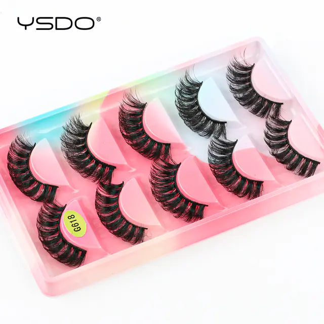 3D Imitation Mink Hair False Eyelashes - 5 Pairs