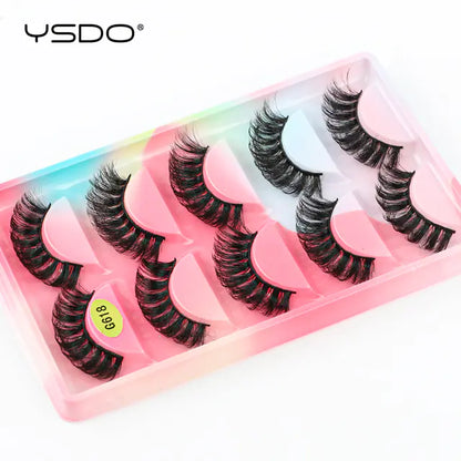 3D Imitation Mink Hair False Eyelashes - 5 Pairs