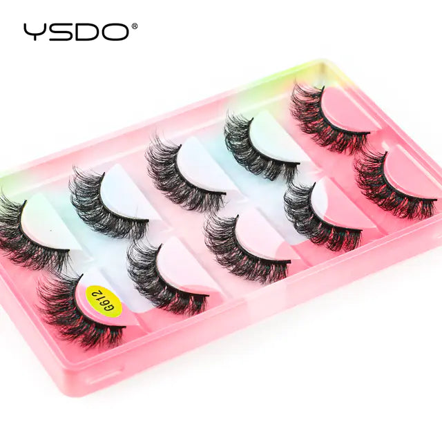 3D Imitation Mink Hair False Eyelashes - 5 Pairs