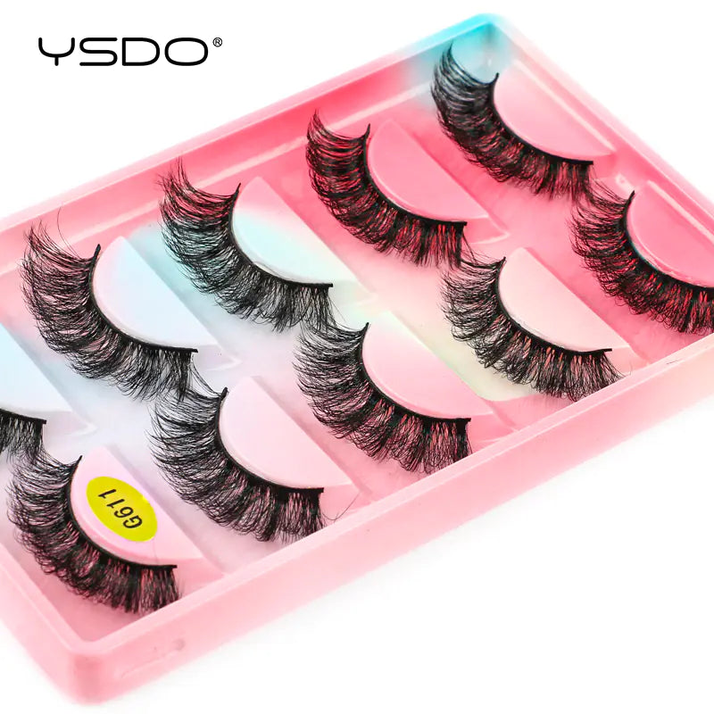 3D Imitation Mink Hair False Eyelashes - 5 Pairs