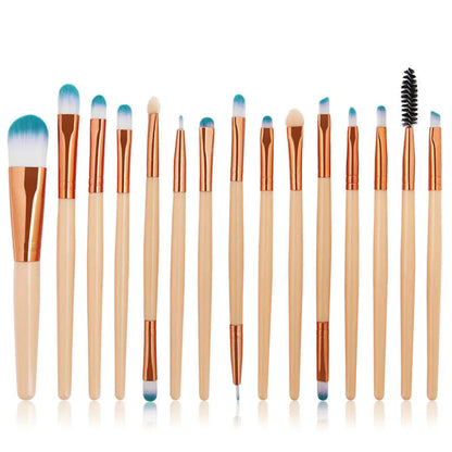 15-Piece Champagne Color Makeup Brush Set