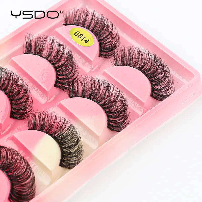 3D Imitation Mink Hair False Eyelashes - 5 Pairs