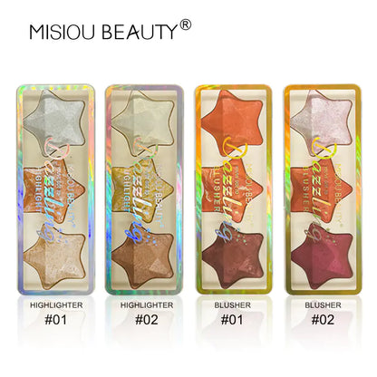 3-Color Highlighter Contour Powder with Star Design
