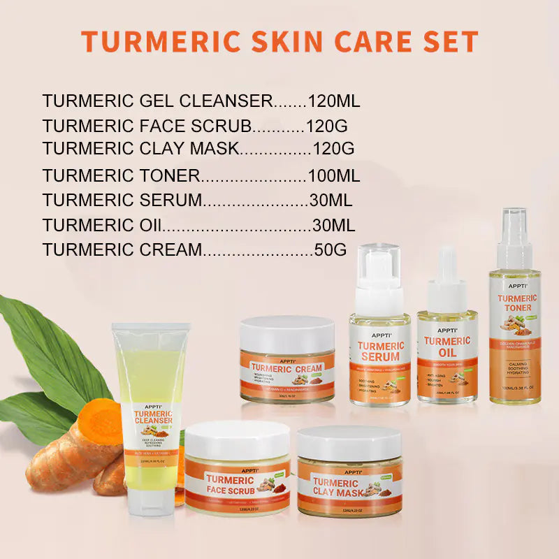 Turmeric Skincare Range: Toner, Cream, Serum, Mask, Scrub