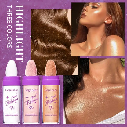 3-Color Pearlescent Highlighter Powder for Face & Body