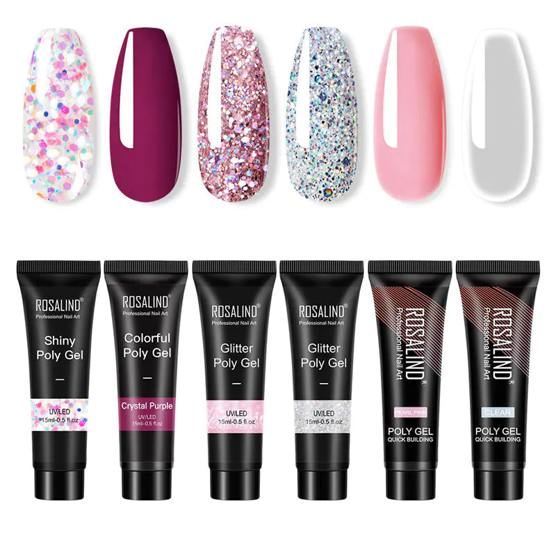 Rosalind 6-Pack Nail Extension Gel Set 15ML Mixed Colors