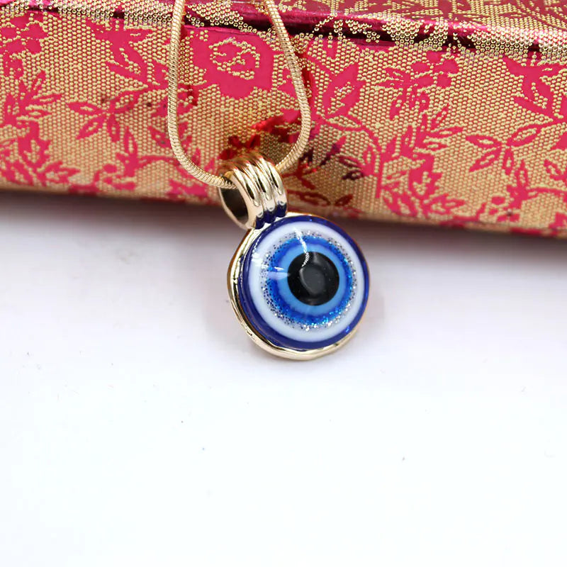 19MM Resin Blue Eye Pendant Necklace - Evil Eye Design