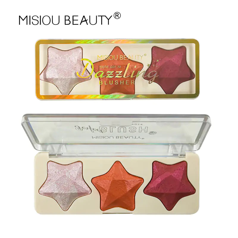 3-Color Highlighter Contour Powder with Star Design
