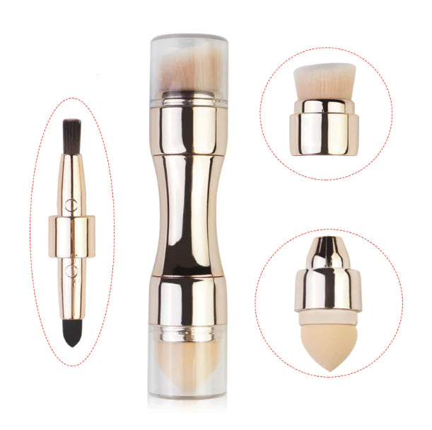 4-in-1 Portable Makeup Brush Set for Foundation & Blush