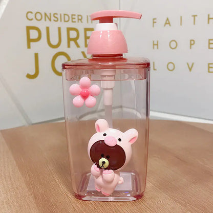 Cute Cartoon Shampoo and Liquid Soap Dispenser Bottle