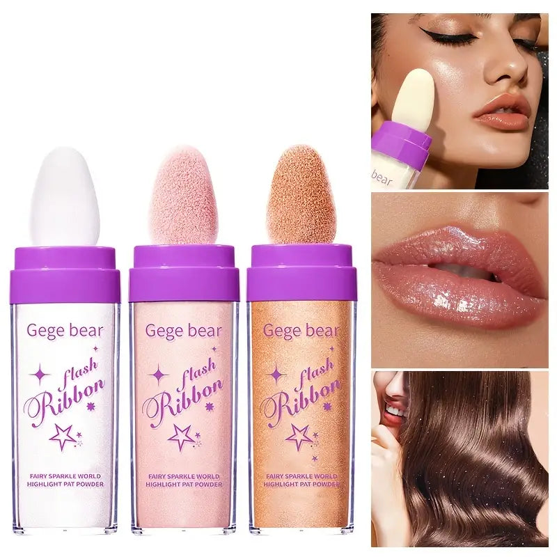 3-Color Pearlescent Highlighter Powder for Face & Body