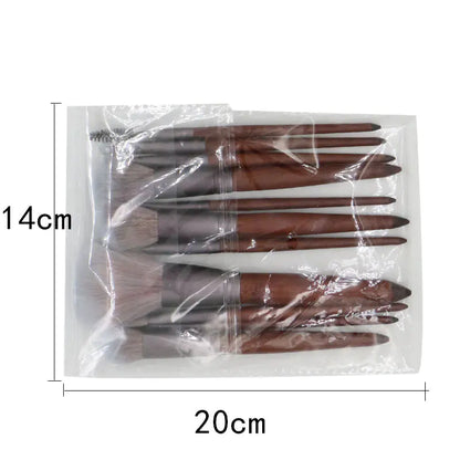 Violet Makeup Brush Set with Wooden Handle (Coffee Color)