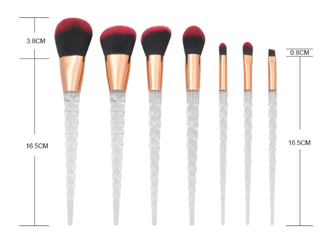 7-Piece Crystal Makeup Brush Set with Spiral Handle