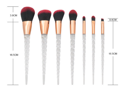 7-Piece Crystal Makeup Brush Set with Spiral Handle