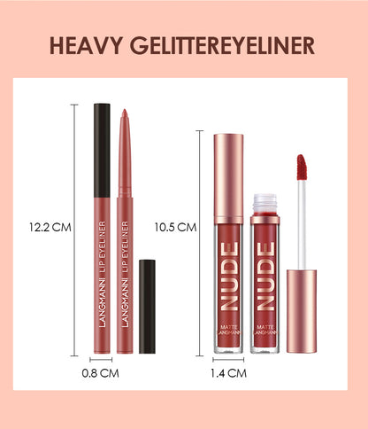 Matte Lip Gloss Set with No-Stain Lip Liner