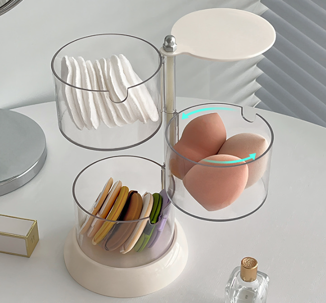 Makeup Sponge Holder with Dustproof Rotating Rack