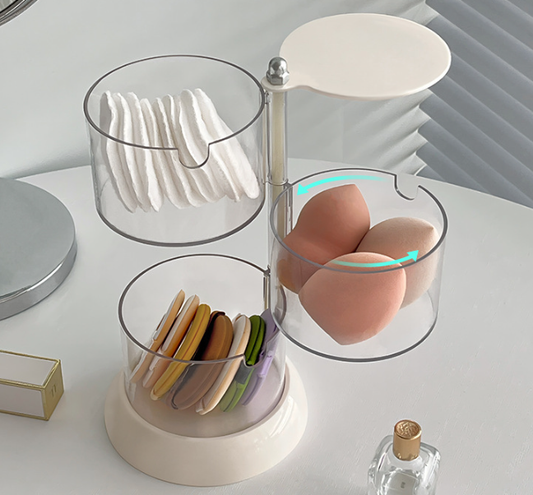 Makeup Sponge Holder with Dustproof Rotating Rack