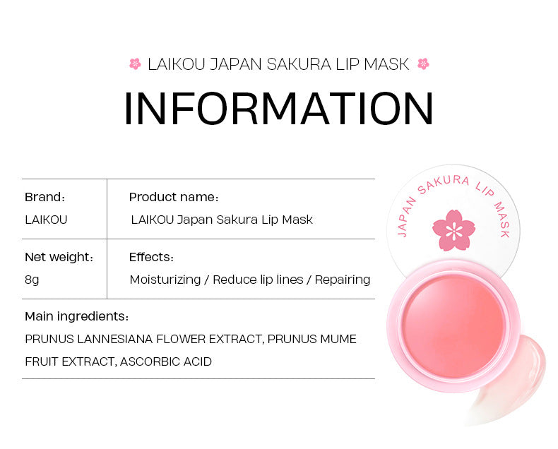 LAIKOU Cherry Blossom Lip Mask 8g Moisturizing Balm