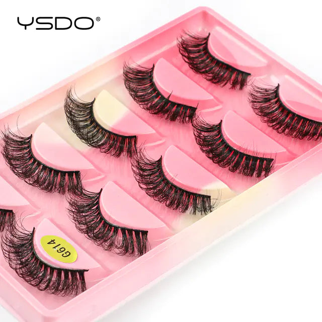 3D Imitation Mink Hair False Eyelashes - 5 Pairs