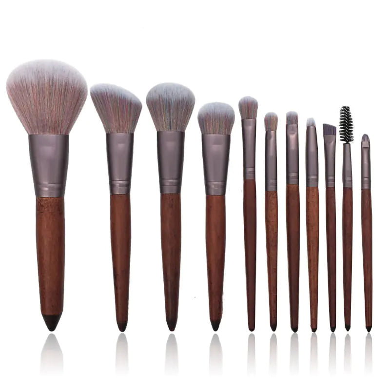 11 Color Microfiber Makeup Brush Set with Foundation Tools & Brush Purse