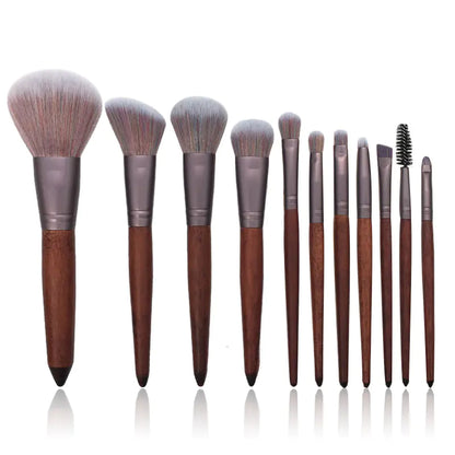 11 Color Microfiber Makeup Brush Set with Foundation Tools & Brush Purse