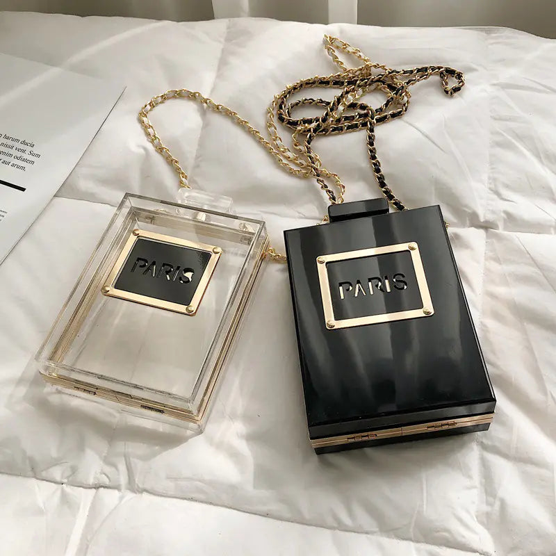 Trendy Transparent Perfume Bottle Crossbody Bag