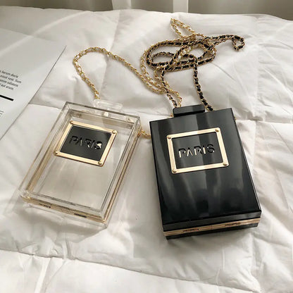 Trendy Transparent Perfume Bottle Crossbody Bag