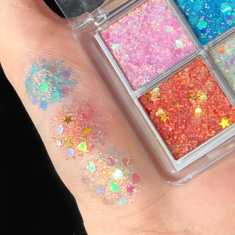 4 Color Matte Eyeshadow Palette with Glitter Pigment