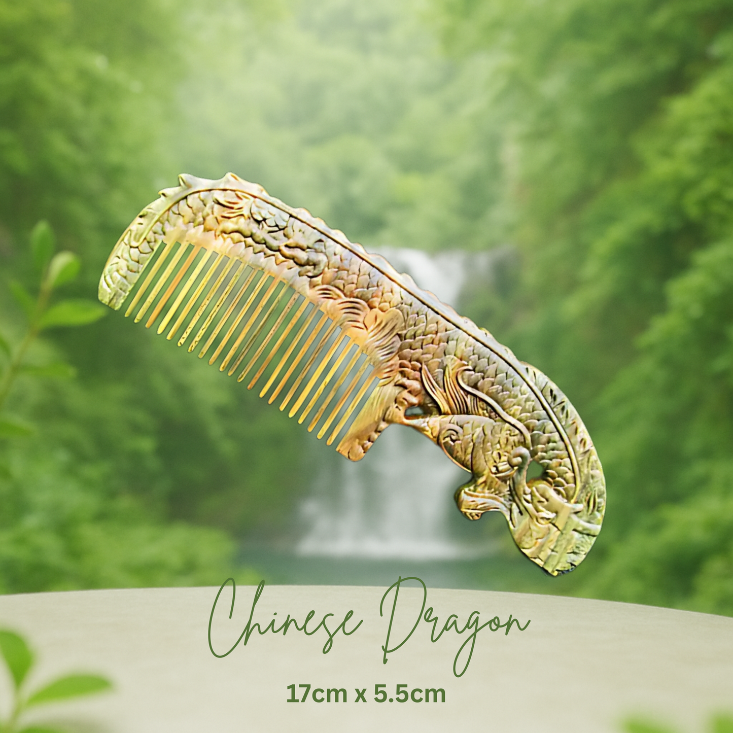 Hand-Carved Green Sandalwood Comb with Handle