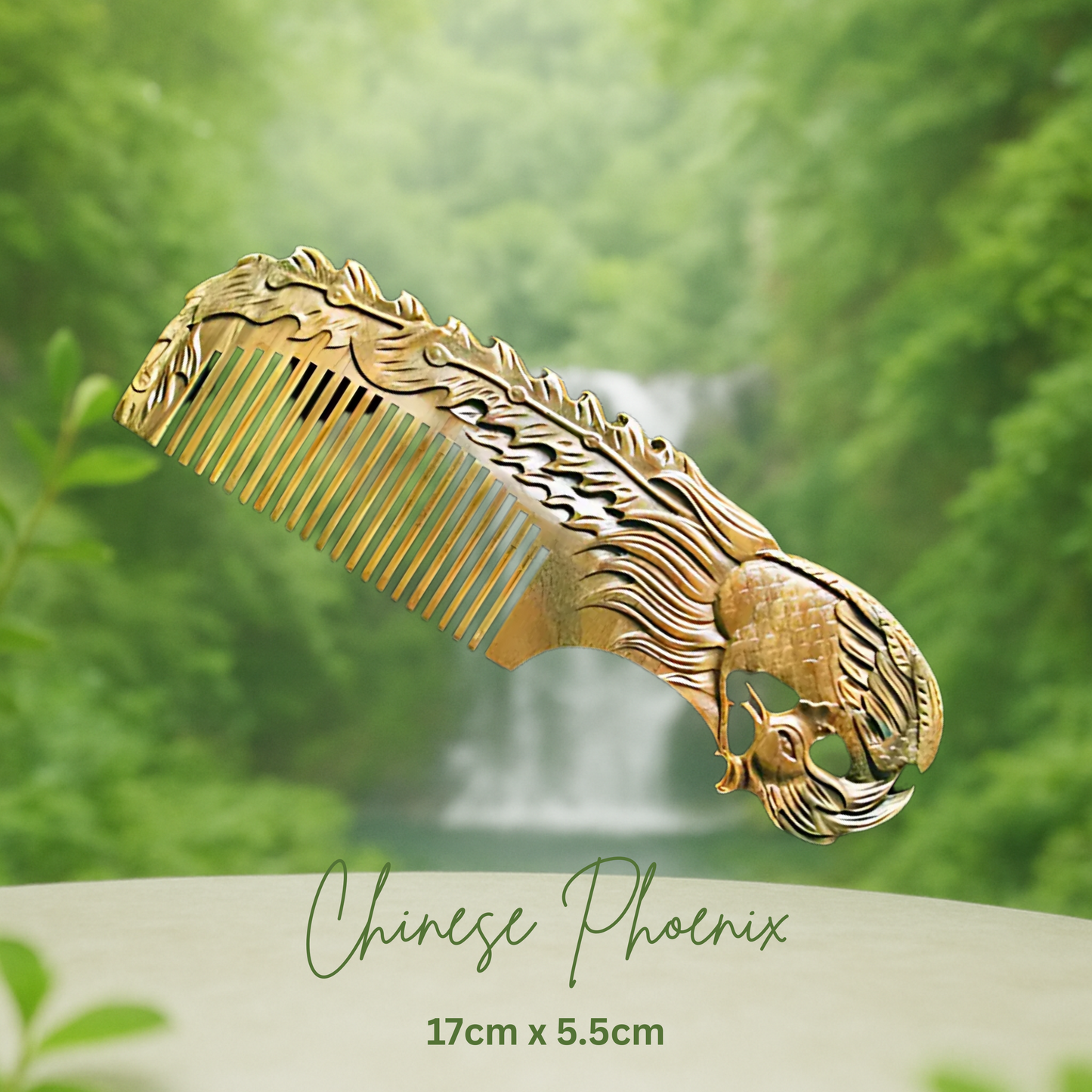 Hand-Carved Green Sandalwood Comb with Handle