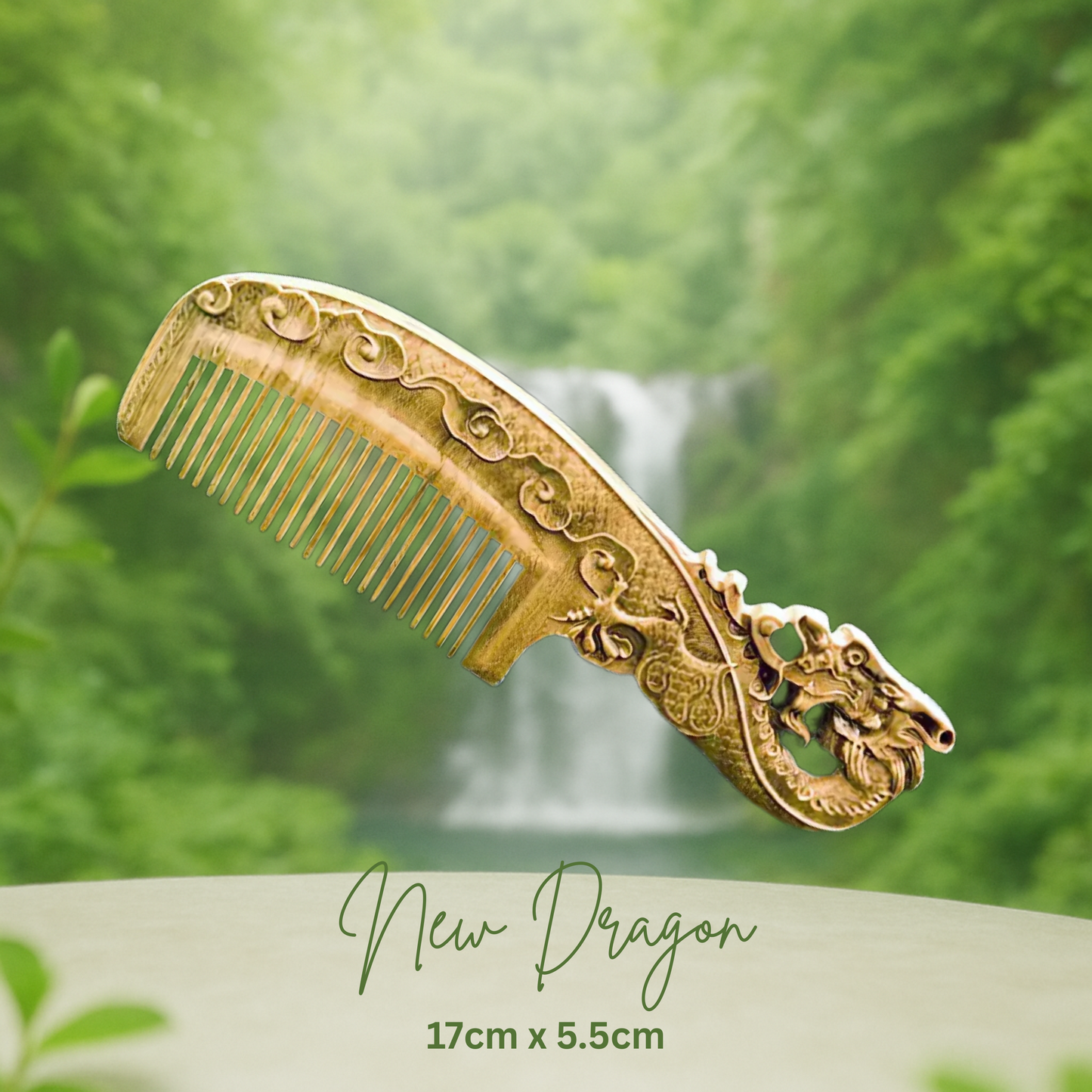 Hand-Carved Green Sandalwood Comb with Handle