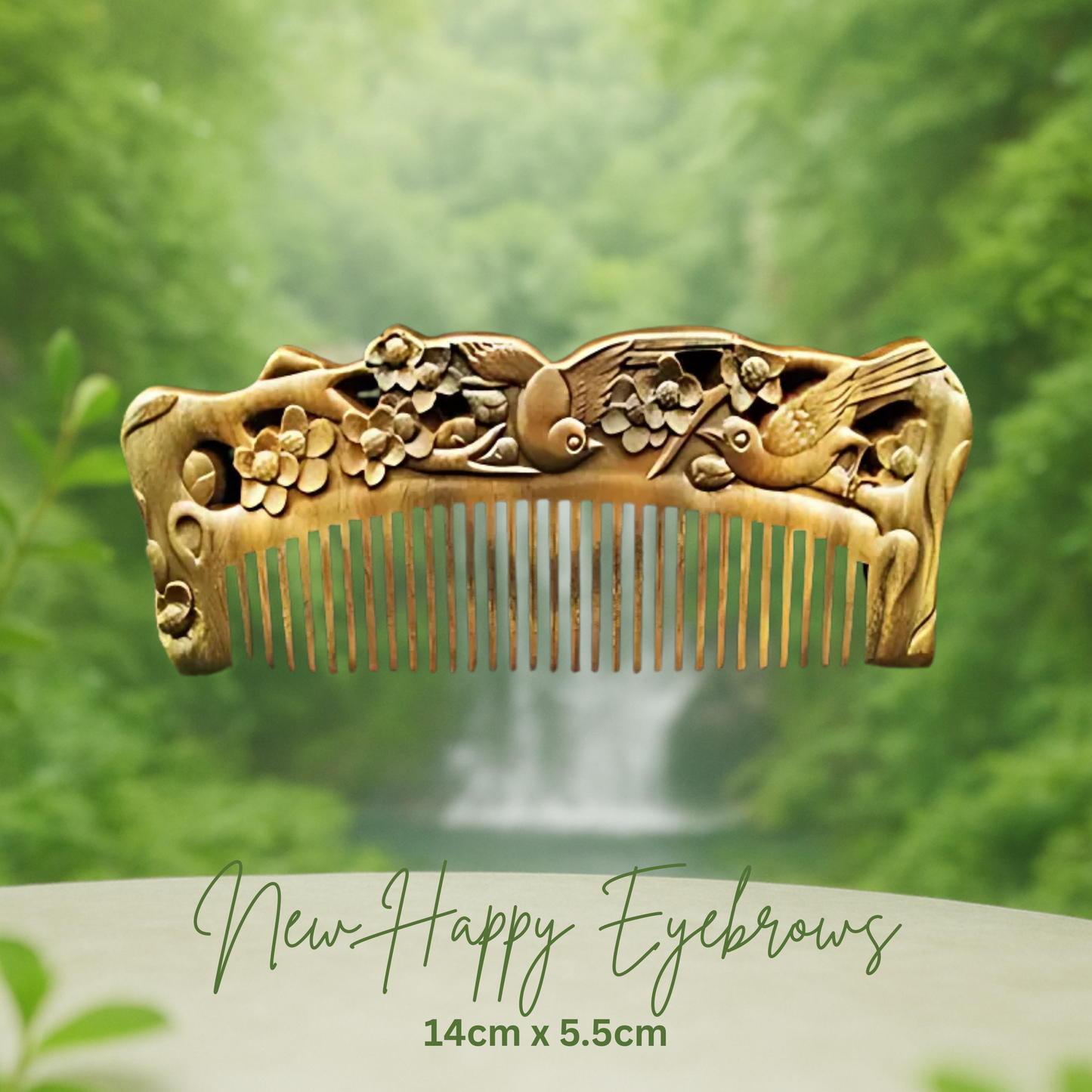 Hand-Carved Green Sandalwood Comb without Handle