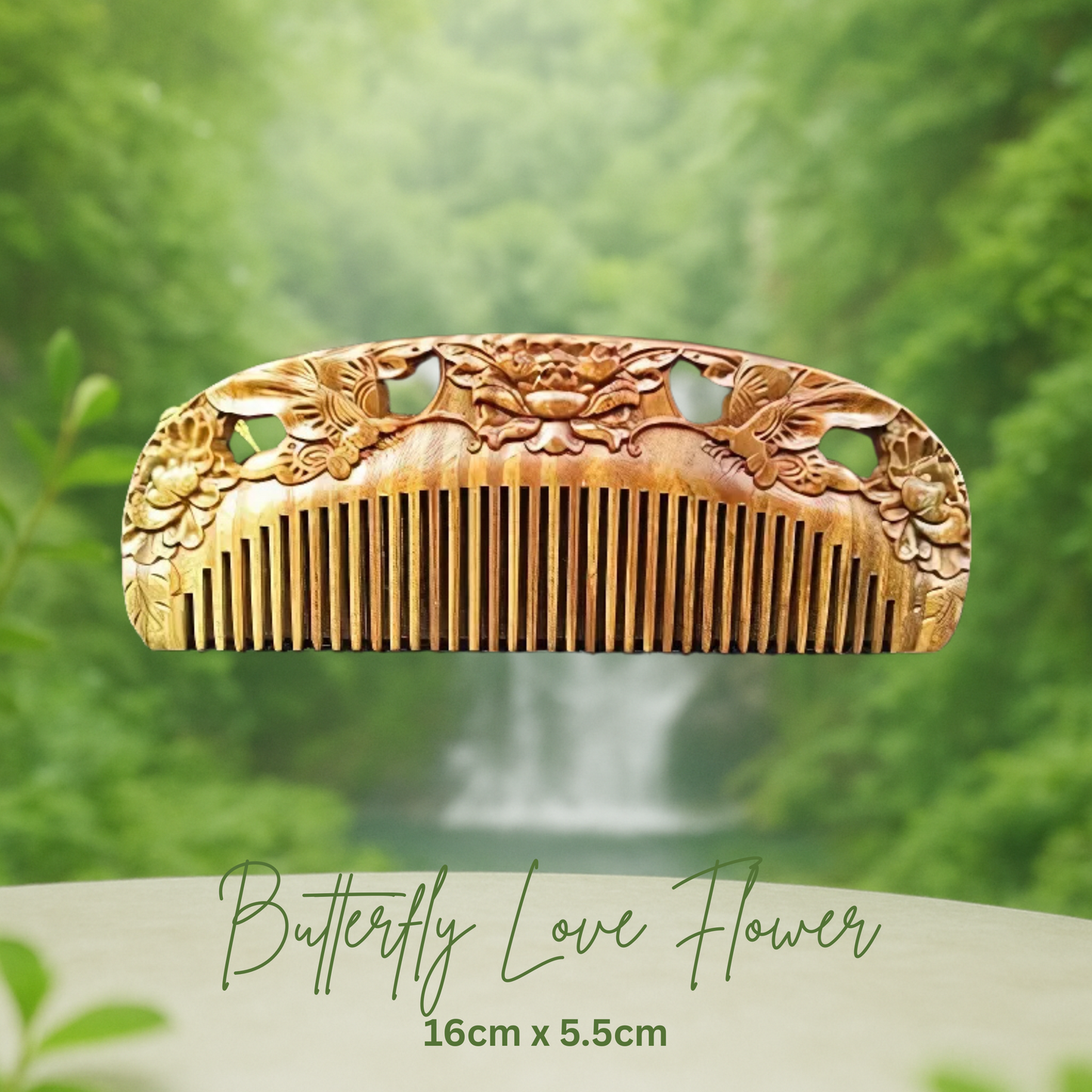 Hand-Carved Green Sandalwood Comb without Handle