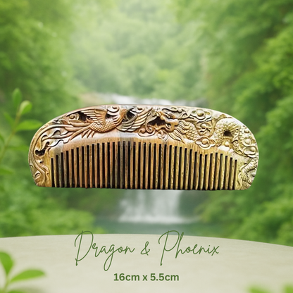 Hand-Carved Green Sandalwood Comb without Handle