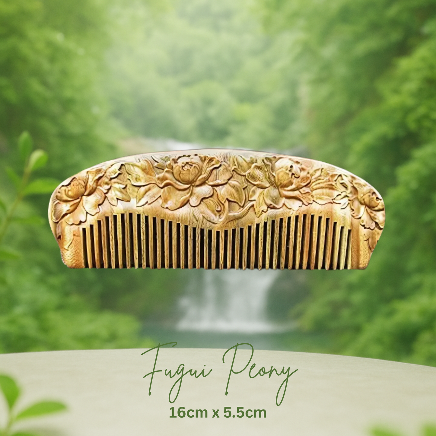 Hand-Carved Green Sandalwood Comb without Handle