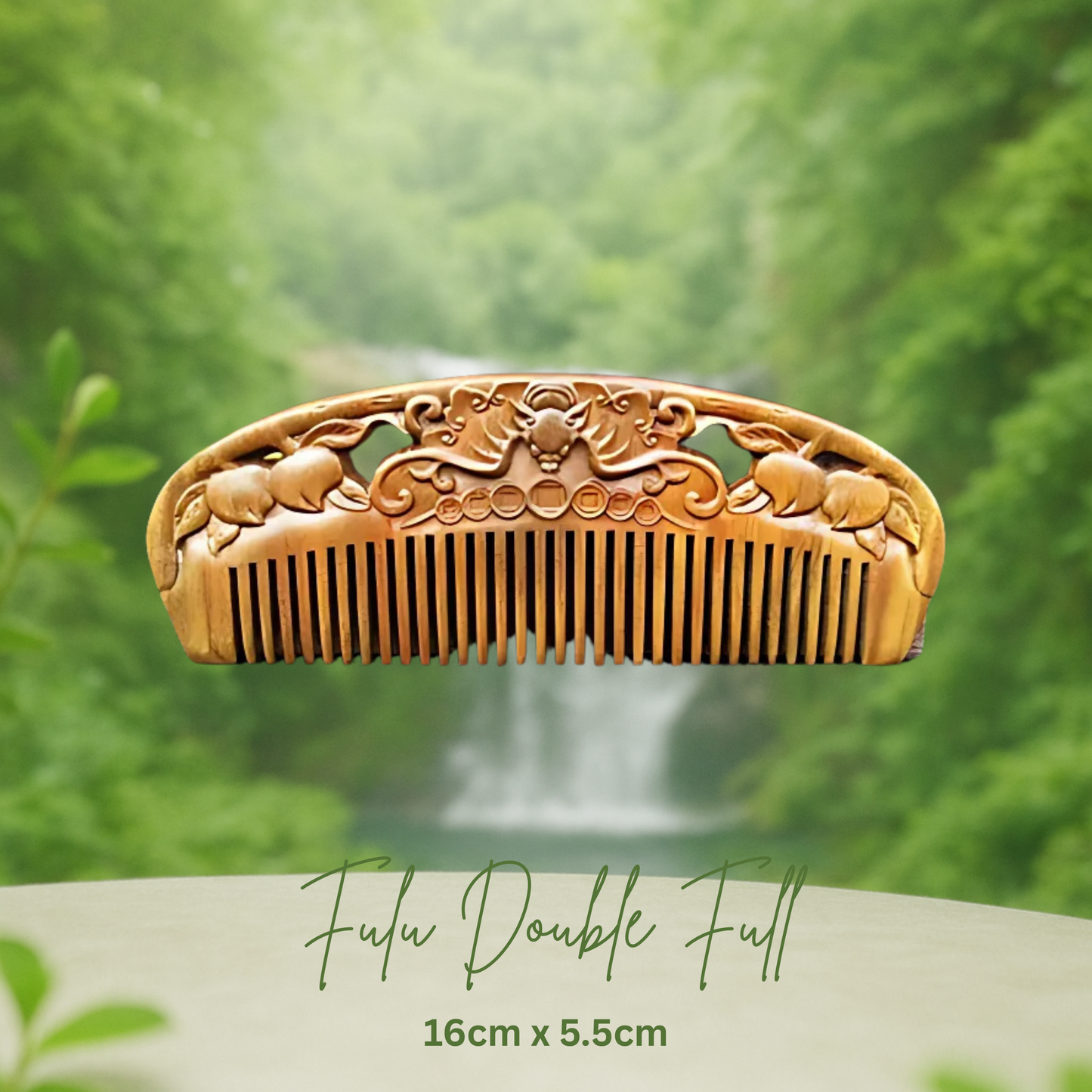 Hand-Carved Green Sandalwood Comb without Handle