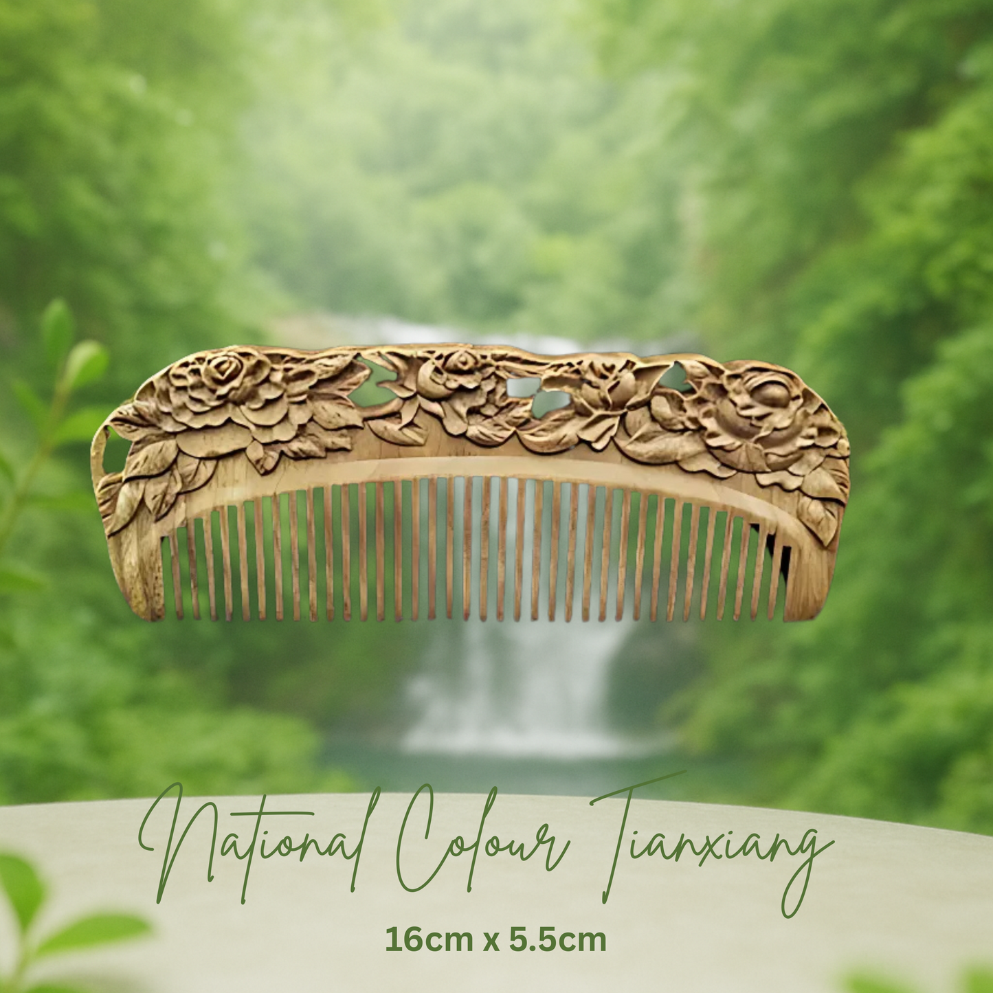 Hand-Carved Green Sandalwood Comb without Handle