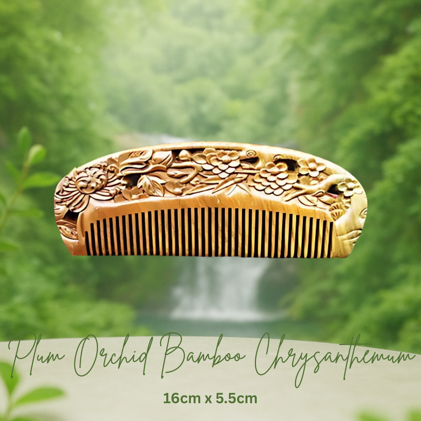 Hand-Carved Green Sandalwood Comb without Handle