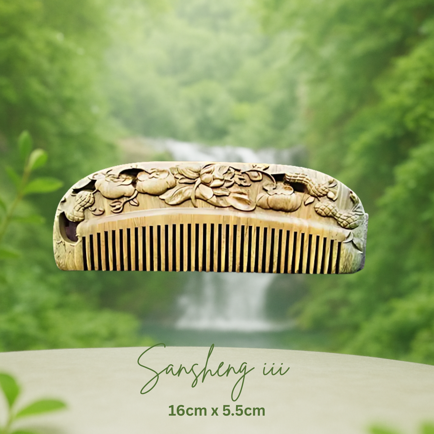 Hand-Carved Green Sandalwood Comb without Handle