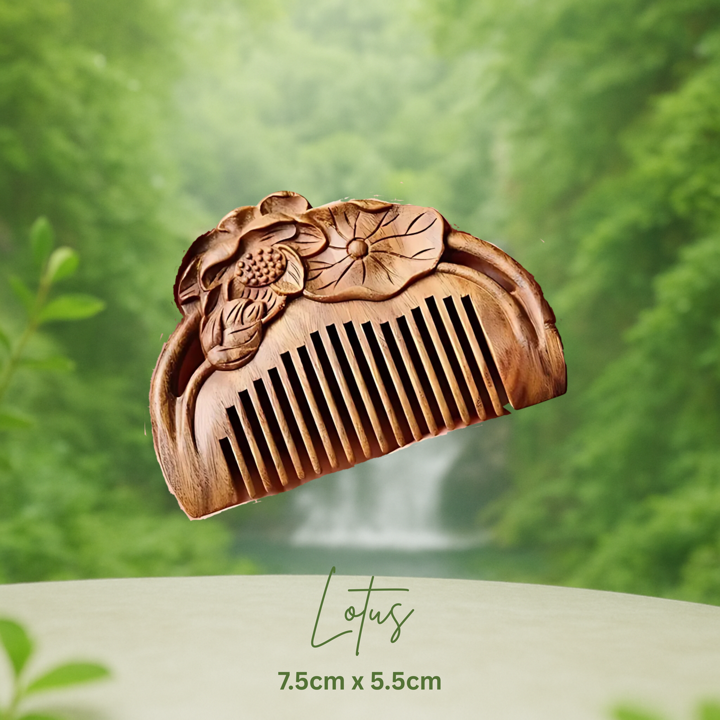 Hand-Carved Green Sandalwood Comb without Handle