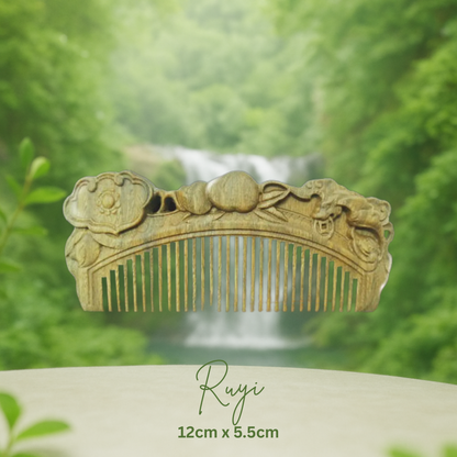 Hand-Carved Green Sandalwood Comb without Handle