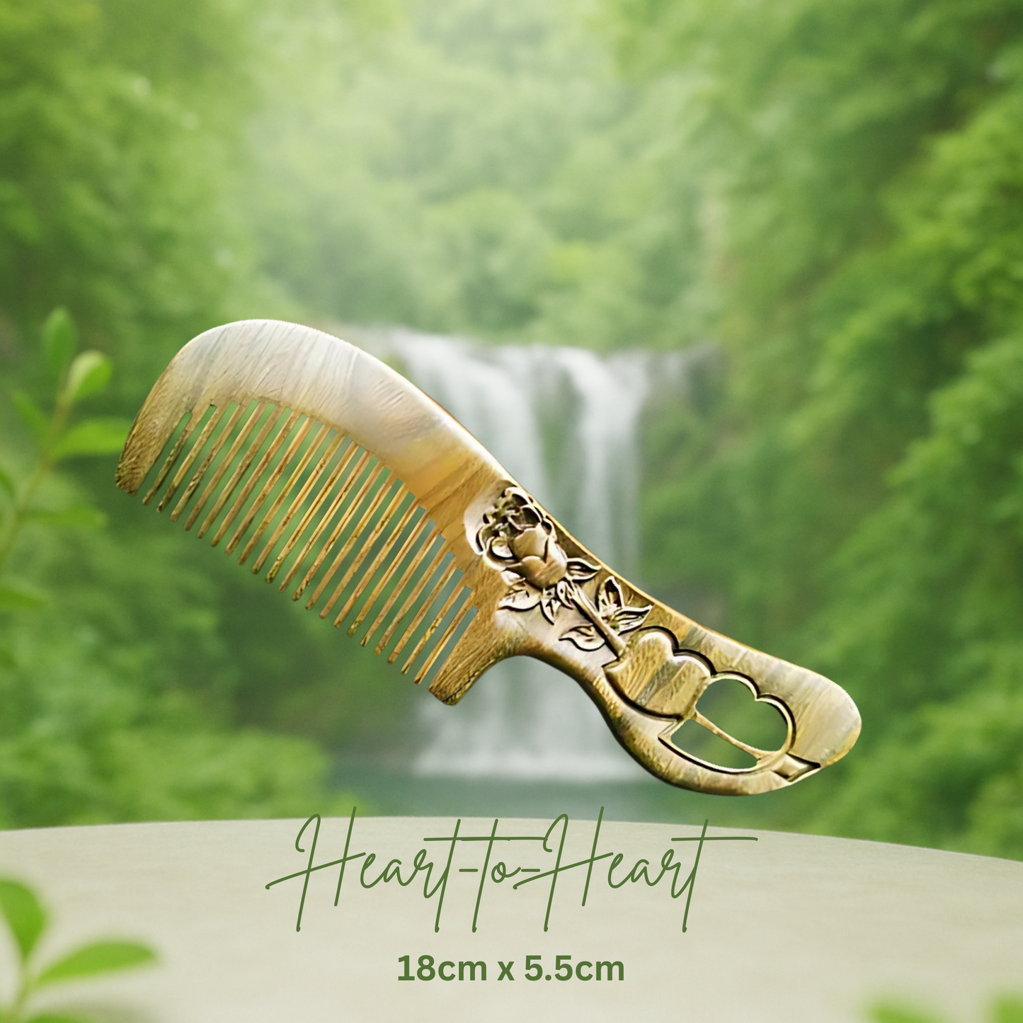 Hand-Carved Green Sandalwood Comb with Handle