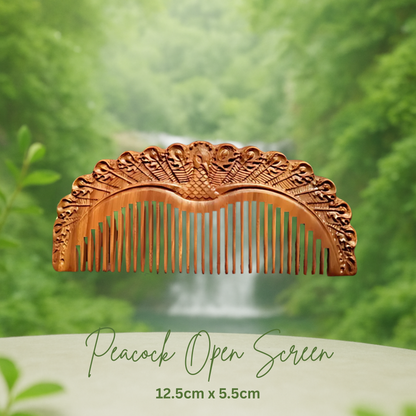 Hand-Carved Green Sandalwood Comb without Handle