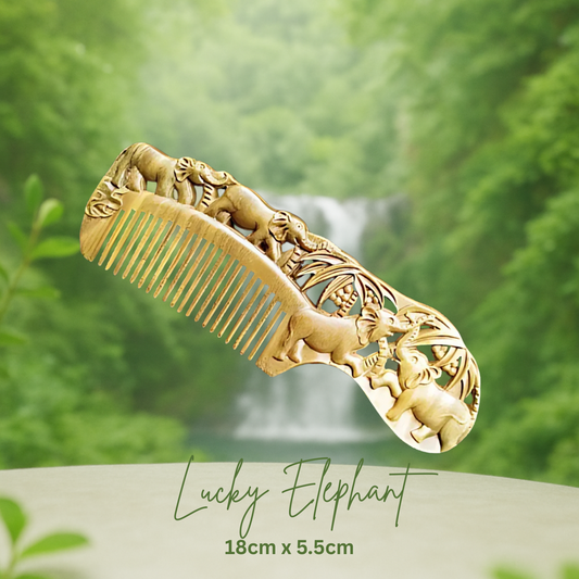 Hand-Carved Green Sandalwood Comb with Handle