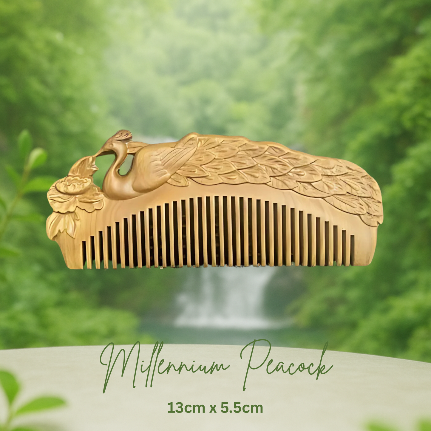 Hand-Carved Green Sandalwood Comb without Handle
