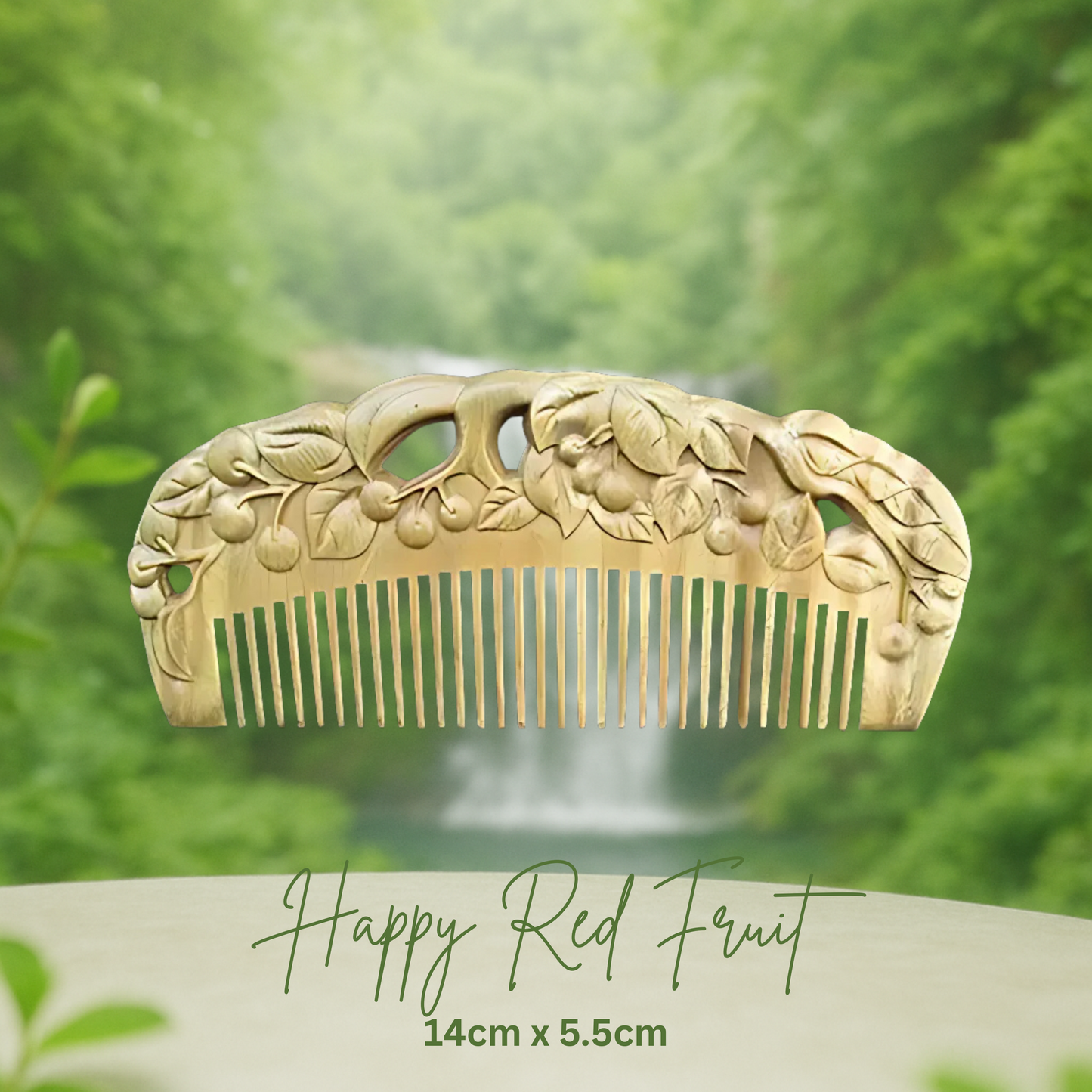 Hand-Carved Green Sandalwood Comb without Handle