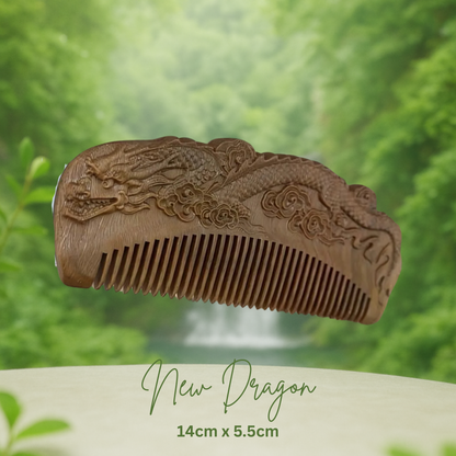 Hand-Carved Green Sandalwood Comb without Handle